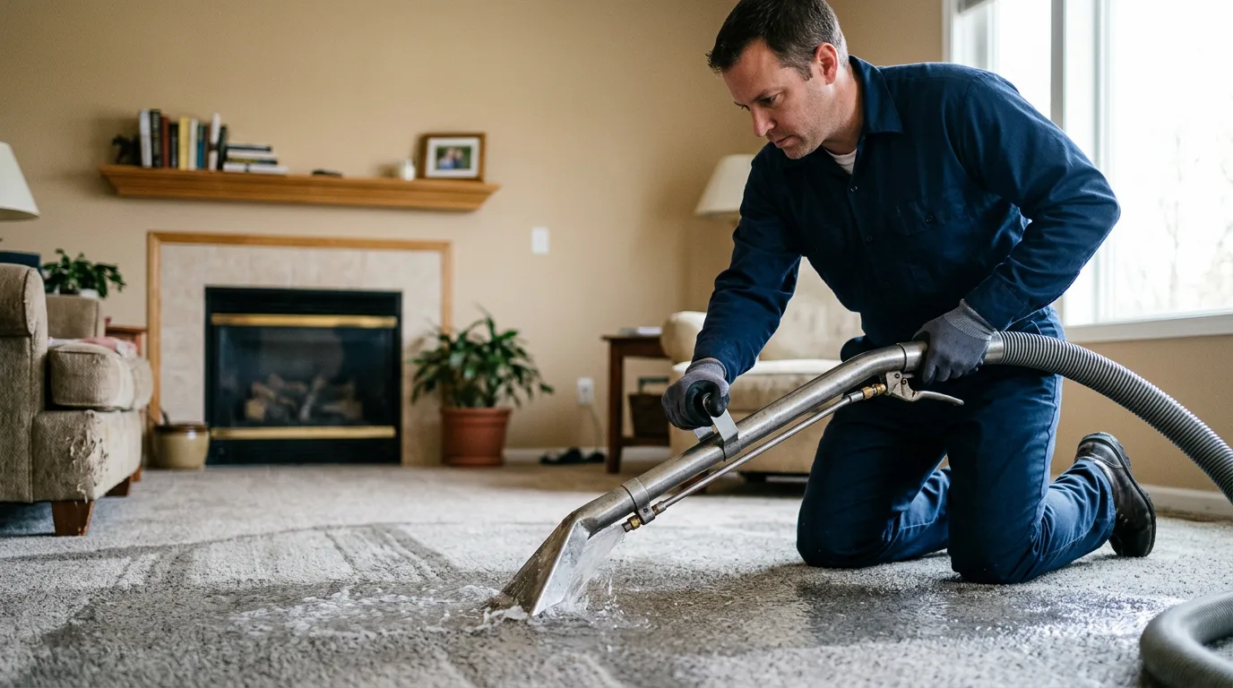 Water damage restoration technician working near Grubbs, AR